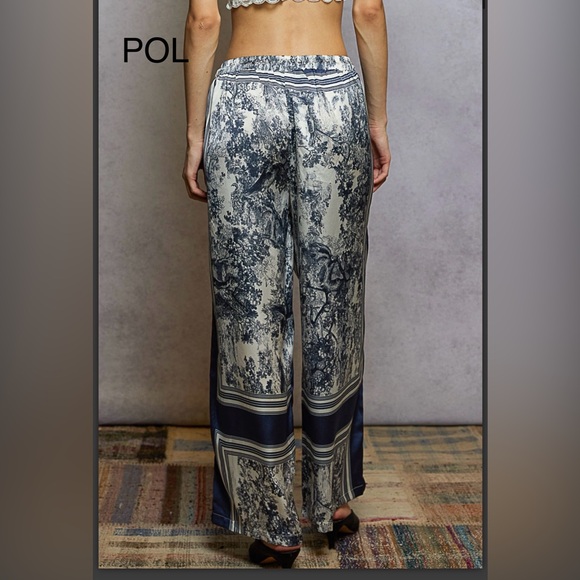 BP217-1💙NEW! POL Women's Navy and White Wide Leg Pants - Picture 5 of 9